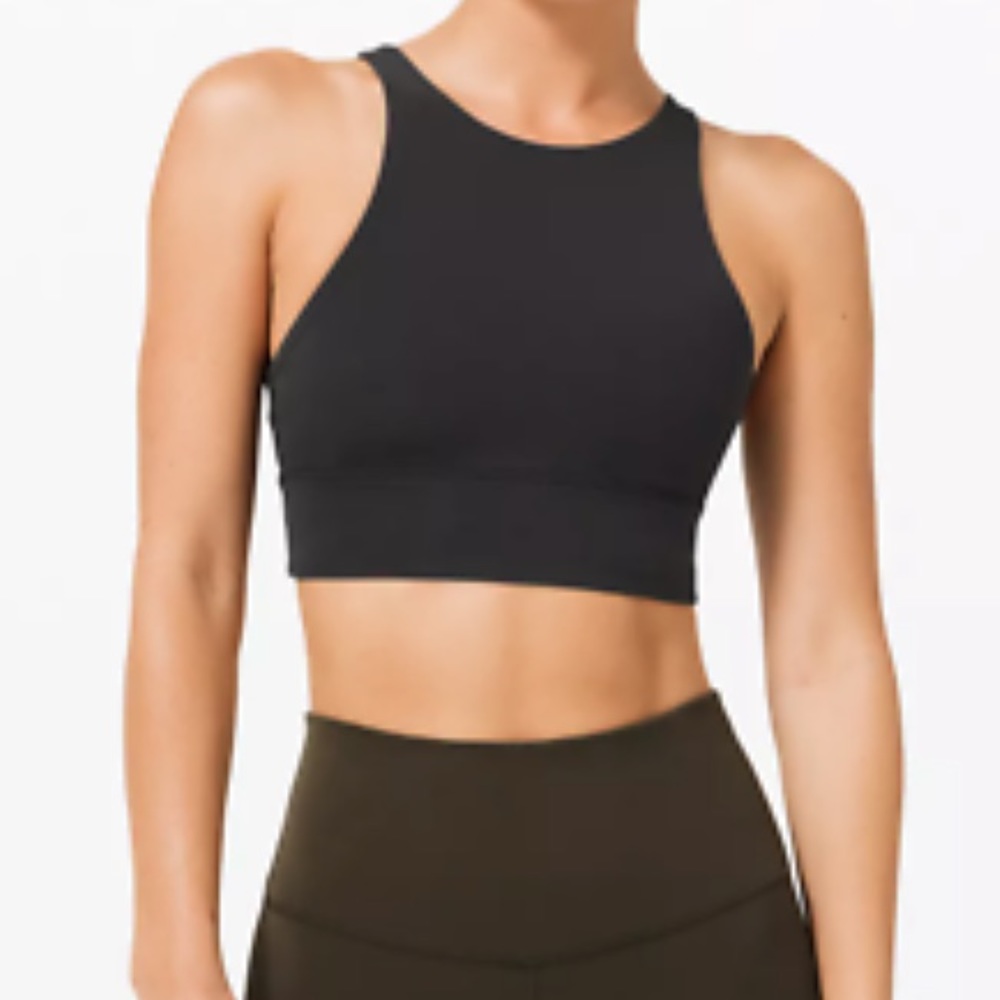 LULULEMON Black Energy High-Neck Longline Bra, Medium Support, B–D Cups